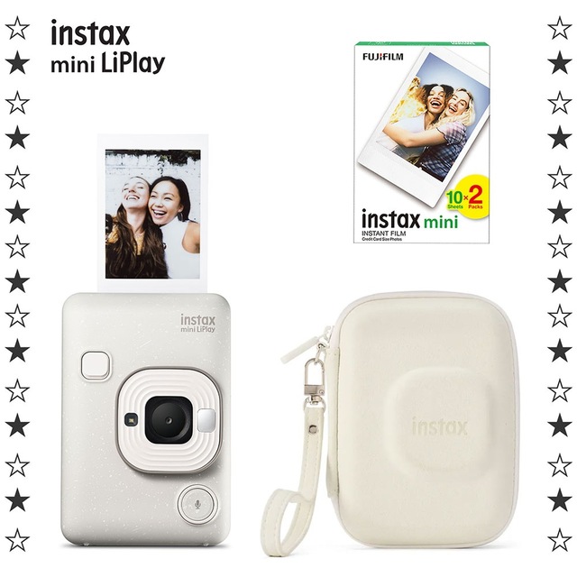 Instax Mini Liplay Misty White 20'li Film Ve Çantalı Fotoğraf Makinesi