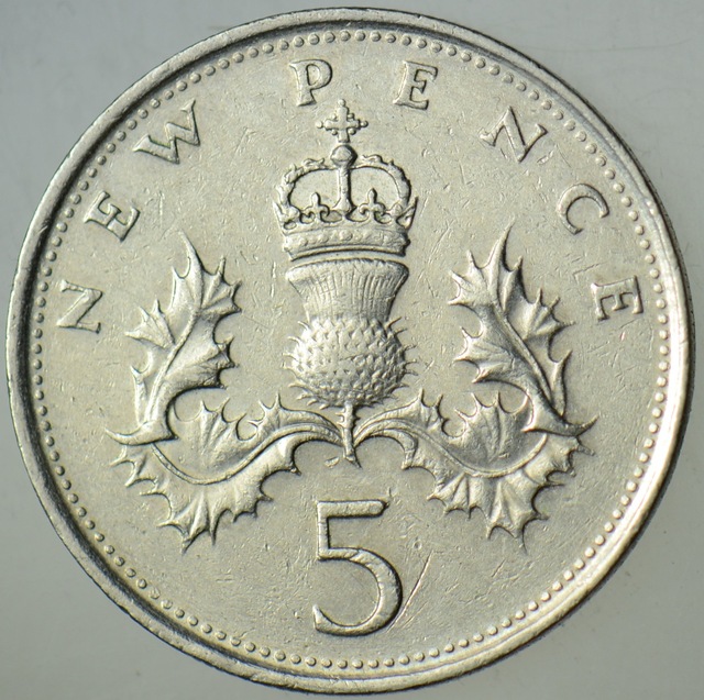 Birleşik Krallık 5 Pence 1978 Kraliçe Iı. Elizabeth 24,5 Mm. İngiltere