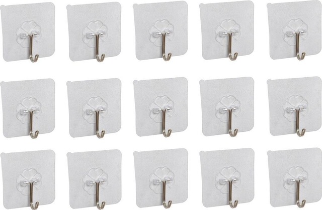 3B Trend 15 Adet Kendinden Yapışkanlı Şeffaf Askı Metal Kancalı