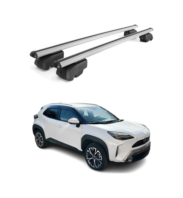 Toyota Yaris Cross 2021-2027 Arası Uyumlu Port Bagaj Taşıyıcı Ara Atkı Alüminyum Gümüş 2 Parça