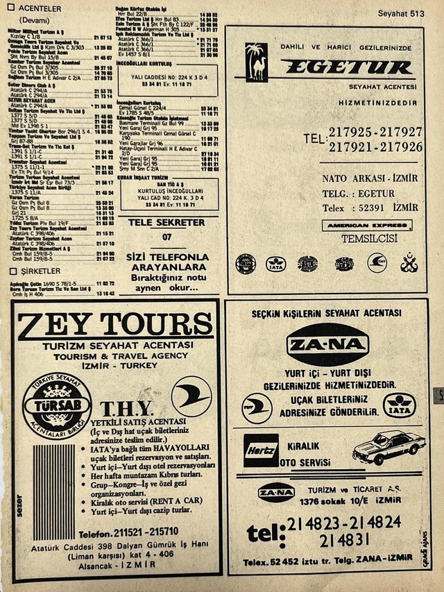 İzmir 1982-1983 Meslek Reklam İlanı Efemera S513