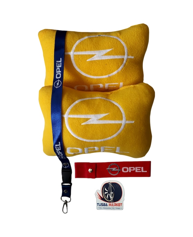 Opel Sarı Araç Boyun Yastığı / Oto Ayna Askısı & Tampon Çeki İpi