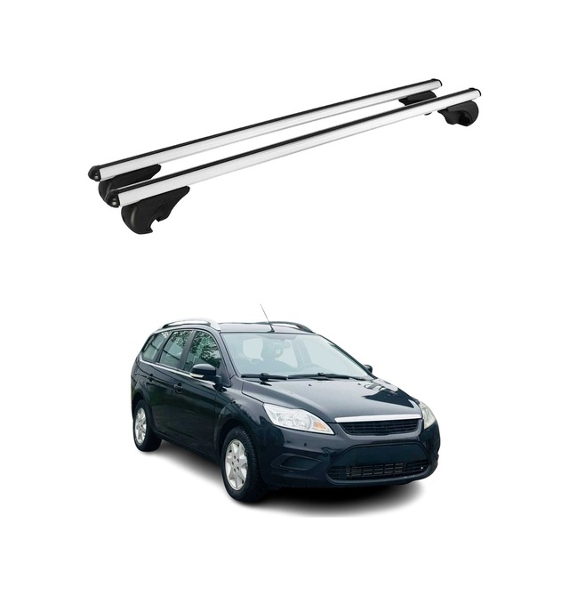 Ford Focus Iı Station Wagon 2005-2011 Arası Uyumlu Port Bagaj Taşıyıcı Ara Atkı Alüminyum Gümüş 2 Parça