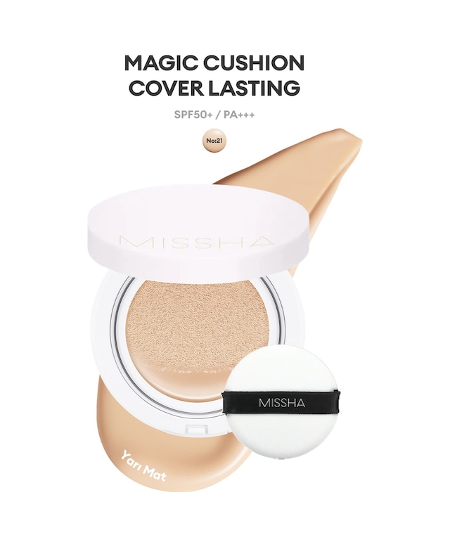 Missha Magic Cushion Cover Lasting Yüksek Kapatıcı Yarı Mat SPF50+ PA+++ Fondöten No.21 15 G