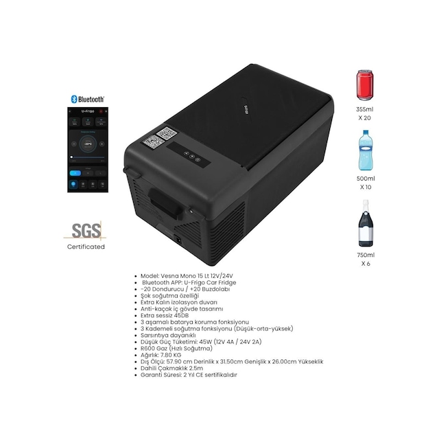 U-frigo Oto Buzdolabı Vesna Mono 15lt 12v/24v