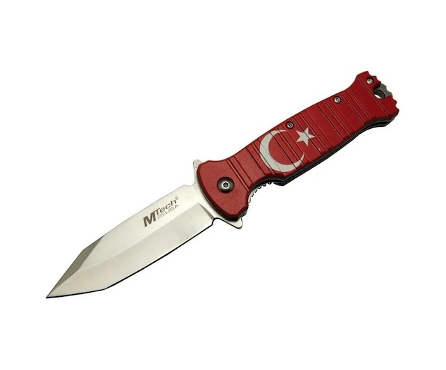 Columbia Mtech 4-8-4 Tc Kırmızı Kamp Çakı 21, 5cm- Manuel, Ay Yıldız Desenli, Kemerlikli