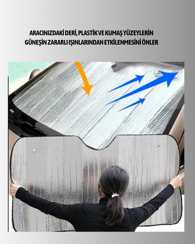 Metalize Reflektörlü Katlanabilir Araç Güneşliği Yüksek Performanslı Isı Ve Semeglbl - 64 Uv Koruması