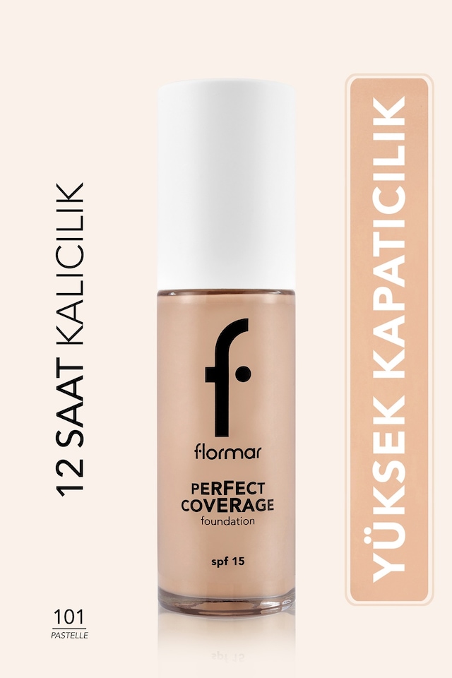 Flormar Perfect Coverage Yoğun Kapatıcı Su Bazlı Fondöten (Sıcak Alt Ton) -101 Pastelle -8682536058148