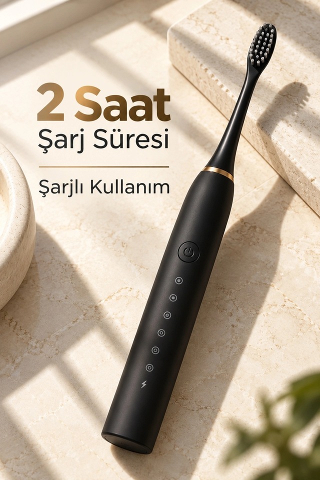 Siyah Şarjlı Diş Fırçası 2 Dakika Zamanlayıcılı