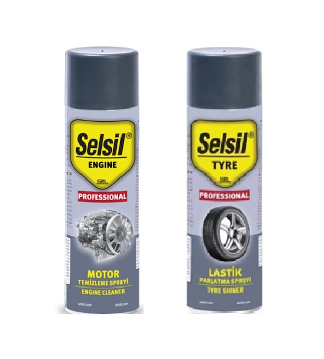 Selsil Motor Temizleme Spreyi + Lastik Parlatma Spreyi 500 Ml
