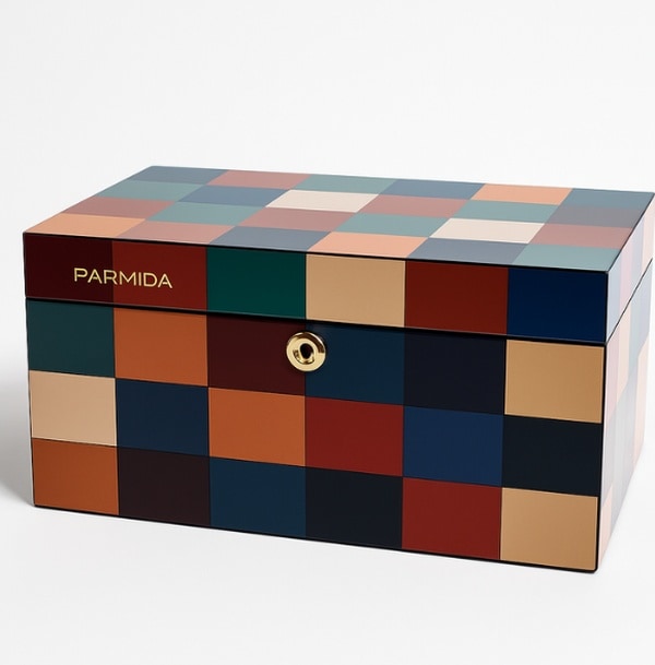 Parmida Dama Desenli Ahşap Sedir Humidor Puro Kutusu - Tr8819