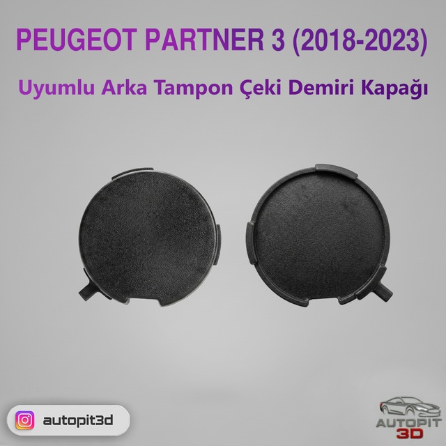 Peugeot Partner Iıı 2018 2023 Uyumlu Arka Tampon Çeki Demiri Kapağı