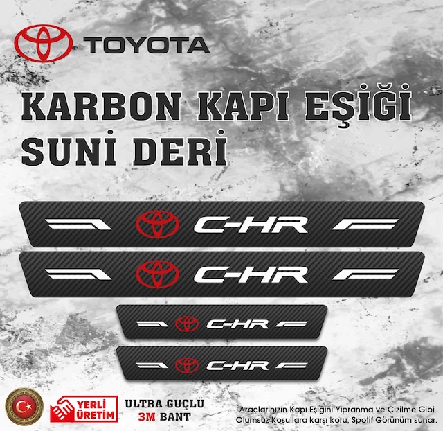 Toyota Chr Uyumlu Deri Karbon Kapı Eşiği Koruyucu Bant 4 Adet
