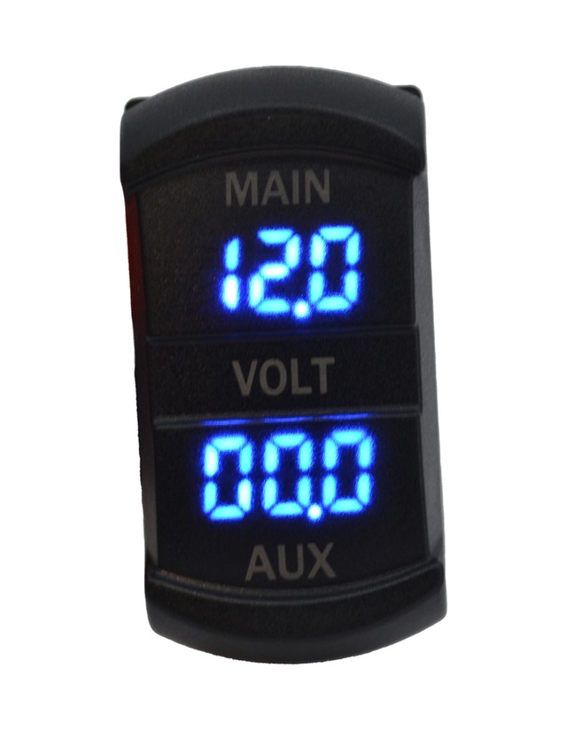 12v 24v Dc Voltmetre Çift Ekran Akü+cihaz Aux Dikdörtgen
