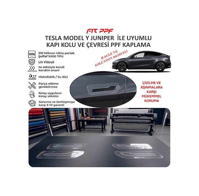 Tesla Model Y 2025 İle Uyumlu Hazır Kesim Kapı Kolu Kaplamaları 2