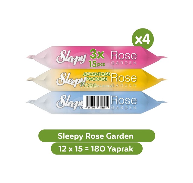 Sleepy Rose Garden Seyahat Cep Mendili 12 X 15 Adet 180 Yaprak