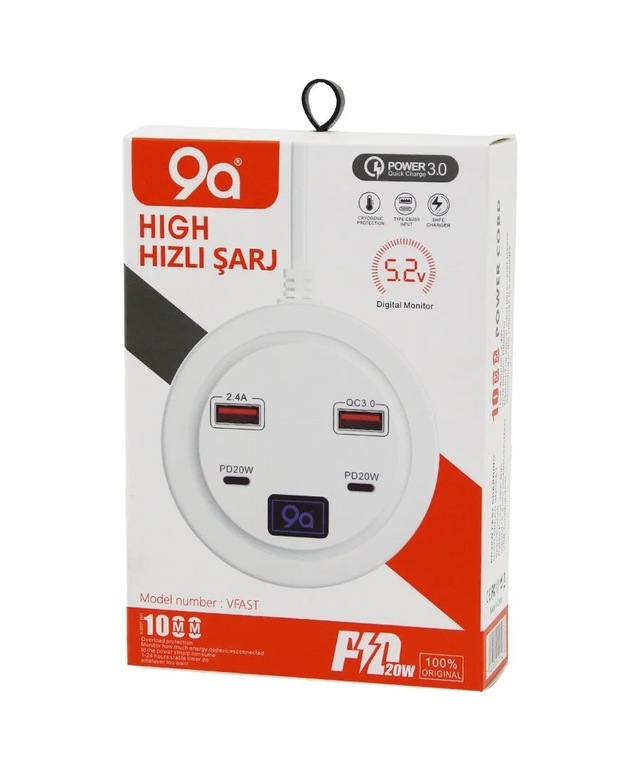 Ers- 3.0 Hızlı Şarj Seti - 4 Girişli - Pd20w Destekli - Dijital Ekran