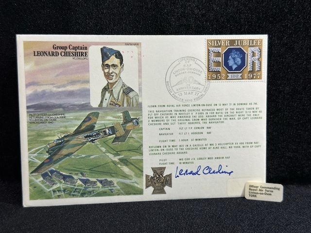 1977 İngiltere Kraliyet Hava Kuvvetleri Raf Gc Leonard Cheshire Vc Cover Sgd Leonard Cheshire Vc Royal Air Force Fdc İlk Gün Zarfı Islak İmzalı Limited