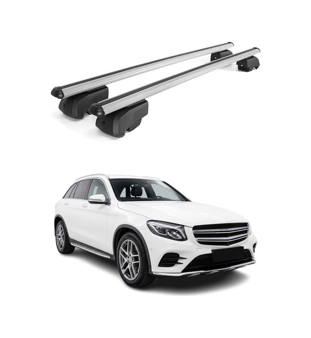 Mercedes Glc X253 2015-2022 Arası Uyumlu Port Bagaj Taşıyıcı Ara Atkı Alüminyum Gümüş 2 Parça