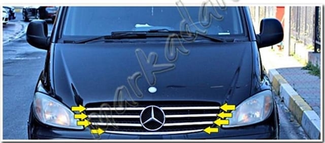 Markadan Mercedes Vito Krom Ön Panjur 2004-2010 7 Parça Paslanmaz