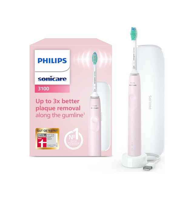 Philips Sonicare 3100 Elektrikli Diş Fırçası, Sonik Diş Fırçası, Basınç Kontrolü Ve Zamanlayıcı, Seyahat Çantası, Sugar Rose, Model Hx3673/11