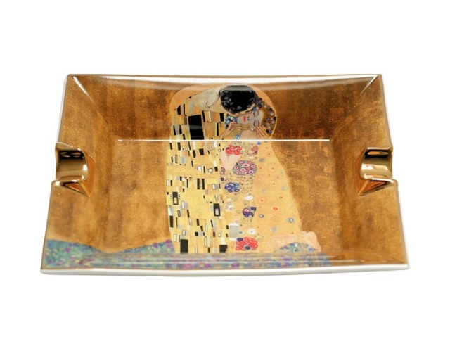 Parmida Gold Şeritli Love Design İkili Porselen Puro Küllüğü - Tr9714