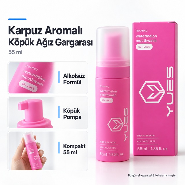 Yues Karpuz Aromalı Köpük Ağız Gargarası Alkolsüz 55 Ml