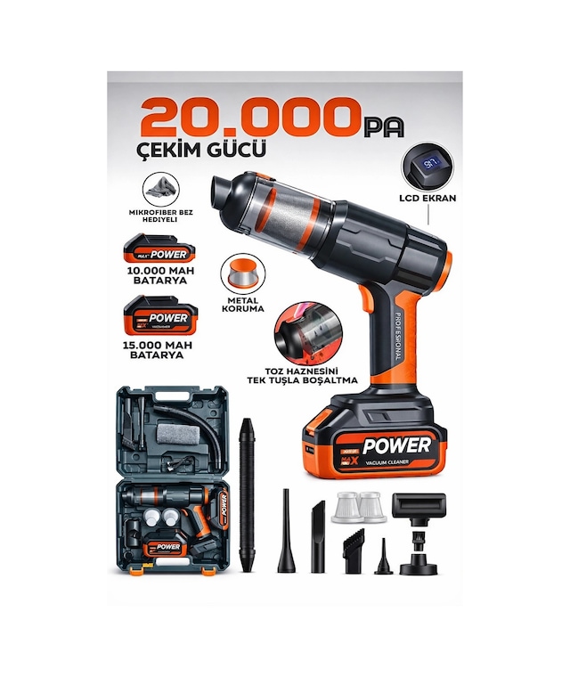 Auhma Ahv-21 20.000pa Şarjlı Araç Süpürgesi Ve Toz Üfleme Makinesi
