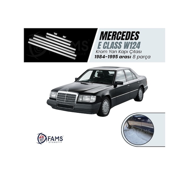 M. Benz E Klasse W124 Krom Yan Kapı Çıtası 8 Prç. 1984-1995 Arası