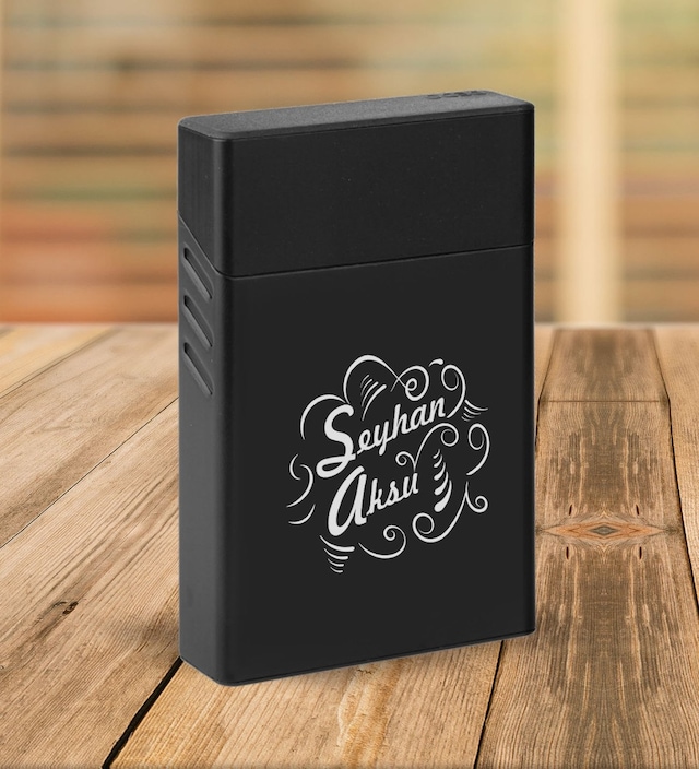 Bk Gift Kişiye Özel Siyah Slim Boy Metal Sigara Kutusu-6