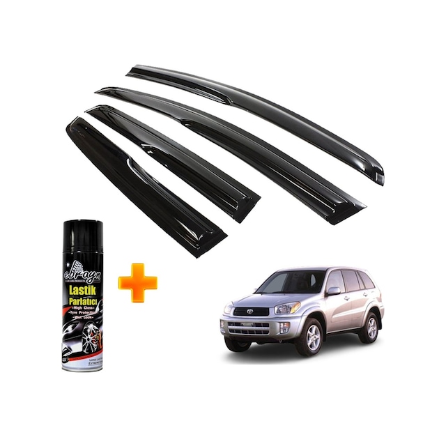 Toyota Rav 4 Mügen Cam Rüzgarlığı 1999-2005 Arası 4 Lü Takım +500ml Lastik Parlatıcı