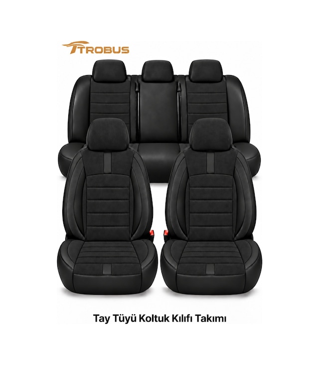 Volkswagen Passat B8 2015-2020 Uyumlu Nergis Serisi Ortopedik Tay Tüyü Oto Koltuk Kılıfı Siyah