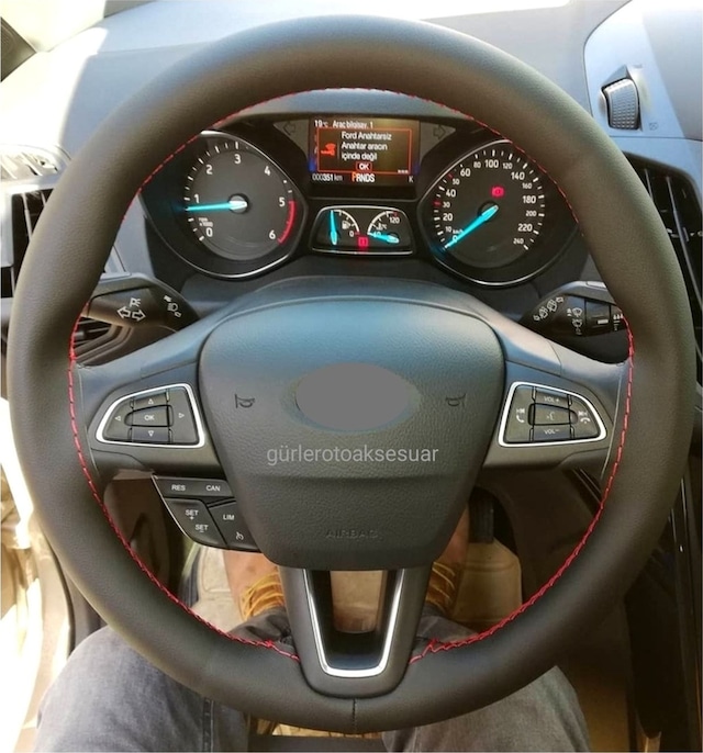 Opel Vectra B Kasa Uyumlu Direksiyon Kılıfı Kırmızı-siyah 38 10.5cm