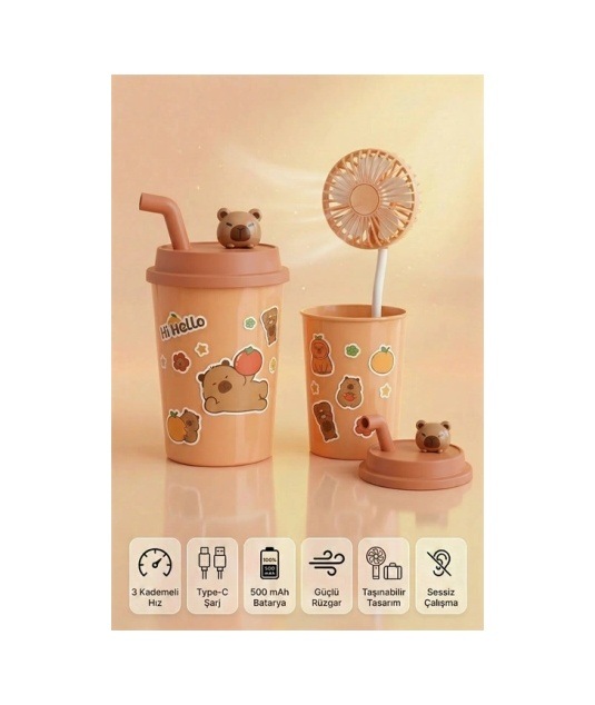 Şirin Bardak Tasarımlı Mini Fan - 1 Adet