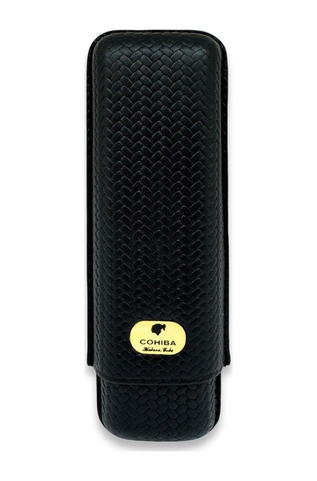 Cohiba Örme Desen Deri Puro Kılıfı 2li Siyah 64ring