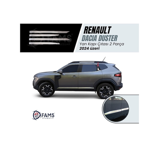 Renault Duster 2024 Üzeri Krom Yan Kapı Çıtası 4 Prç. P. Çelik
