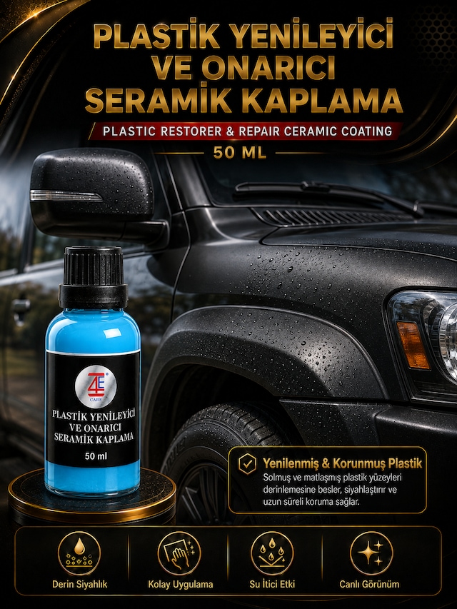 4e Plastik Yenileyici Ve Onarıcı Seramik Kaplama Uv Koruyuculu 50 Ml Cam Şişe