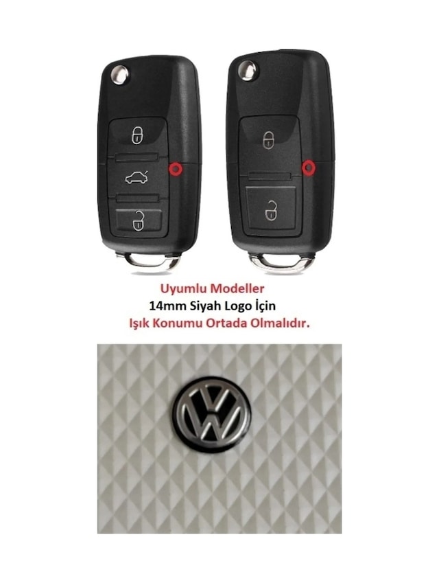 Volkswagen Anahtar Logosu 14mm Vw Kumanda Logosu 1 Adet 3c0837891