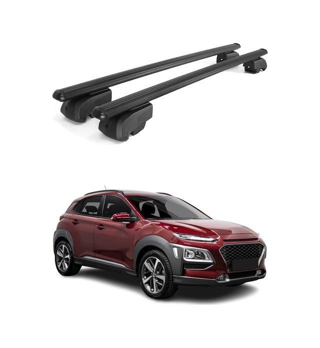 Hyundai Kona 2017-2023 Arası Uyumlu Port Bagaj Taşıyıcı Ara Atkı Alüminyum Siyah 2 Parça