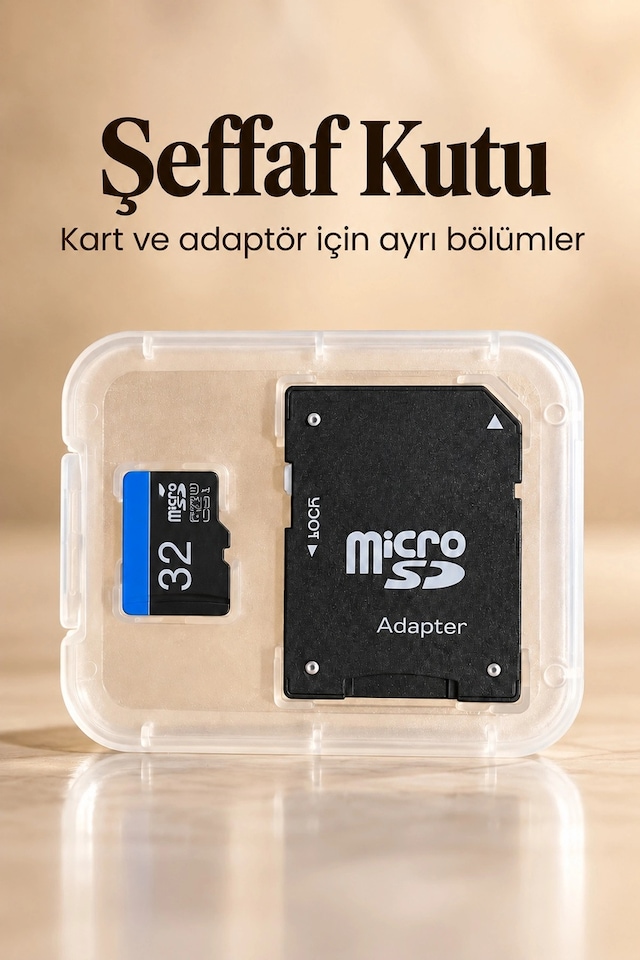 Microsd Hafıza Kartı 32 Gb Sd Adaptör Ve Şeffaf Kutulu