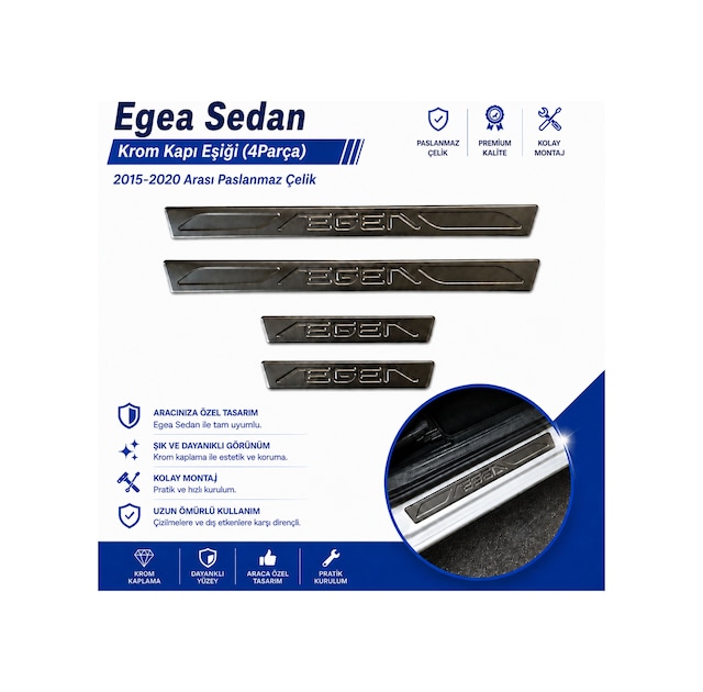 Egea Sedan Krom Kapı Eşiği 4parça 2015-2020 Arası Paslanmaz Çelik Fıategeasdnkkket0000000001