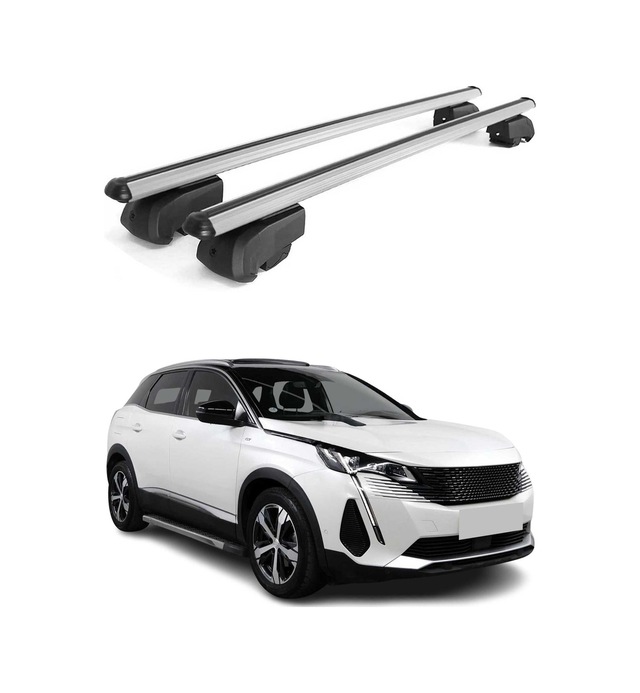 Peugeot 3008 Iı 2016-2024 Arası Uyumlu Port Bagaj Taşıyıcı Ara Atkı Alüminyum Gümüş 2 Parça