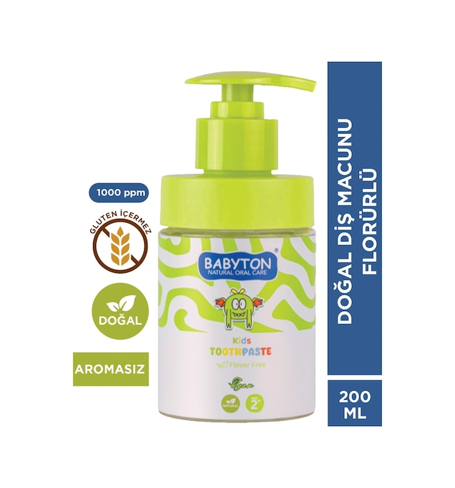 Doğal Aromasız 2 Yaş Ve Üzeri Florürlü Diş Macunu Pompalı 200 Ml Temel Bakım