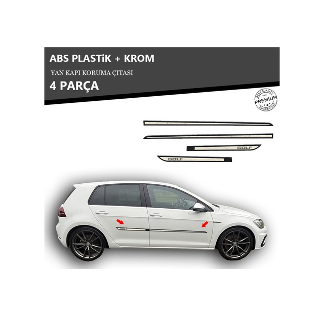 Volkswagen Golf 7 Yan Kapı Koruma Çıtası Plastik + Krom Unvrslppkçt00045
