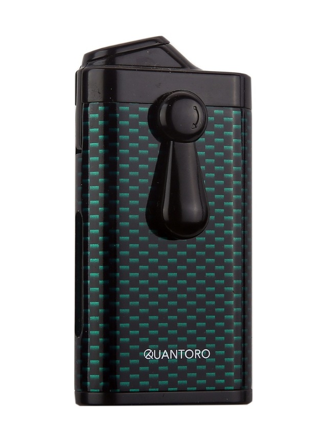 Quantoro Çift Torch Pürmüz Delicili Yeşil Karbon Desenli Metal Puro Çakmağı - Trz1149