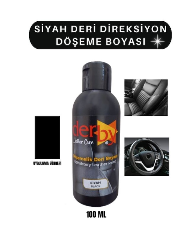 Derby Siyah Deri Oto Koltuk Direksiyon Döşeme Boyası 100 ML