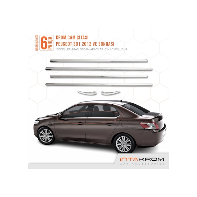 Peugeot 301 Krom Cam Çıtası 6 Parça Paslanmazçelik 2012 Ve Üzeri
