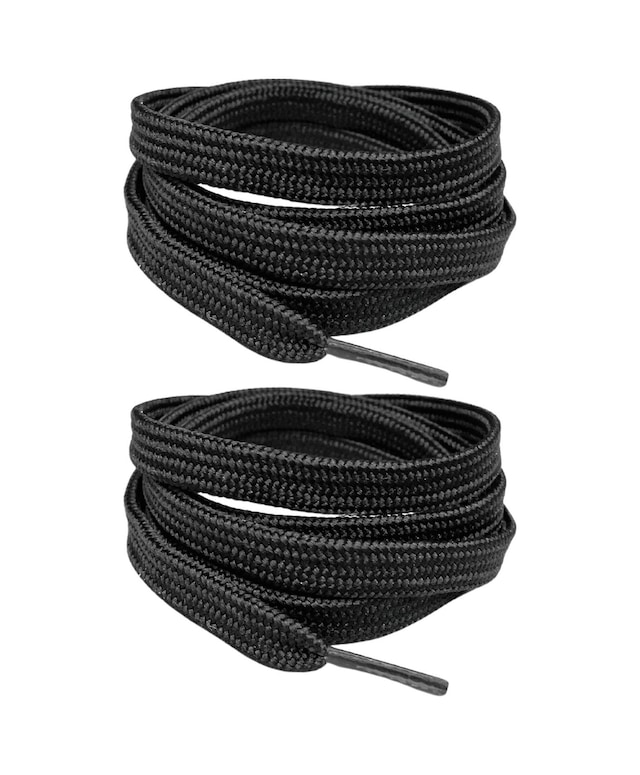 İpekbazaar Exclusive 120 Cm Yassı Spor Ayakkabı Bağcığı, Çift Katmanlı Örgülü Sneakers Bağcık Siyah