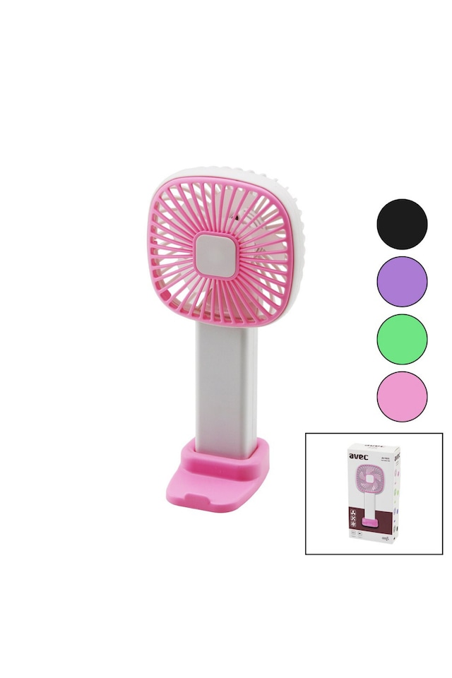 Taşınabilir Usb'li Mini Fan Sabit Başlık, 3 Kademe Hız Telefon Ayaklı Aparat Pembe