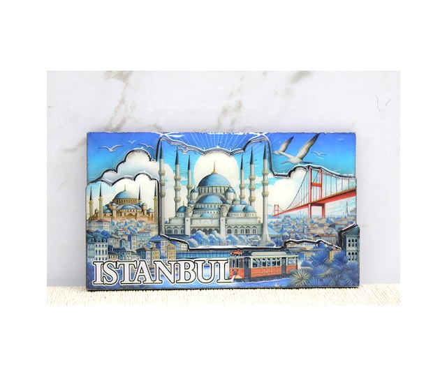 1 Adet Ahşap İstanbul Temalı Magnet Dekoratif Buzdolabı Mıknatısı Fridge Magnet İstanbul Hatırası 9,5 X 5,5 Cm